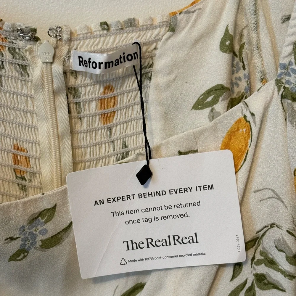 Reformation Lemon Print Puff Sleeve Dress | Bristol in Citron - Picture 8 of 8